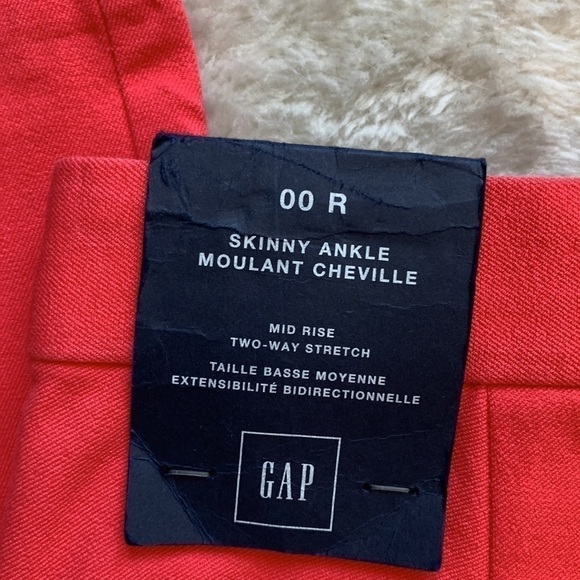 NWT GAP Skinny Ankle Mid Rise Two Way Stretch Pants Coral Size 00R - Picture 10 of 14